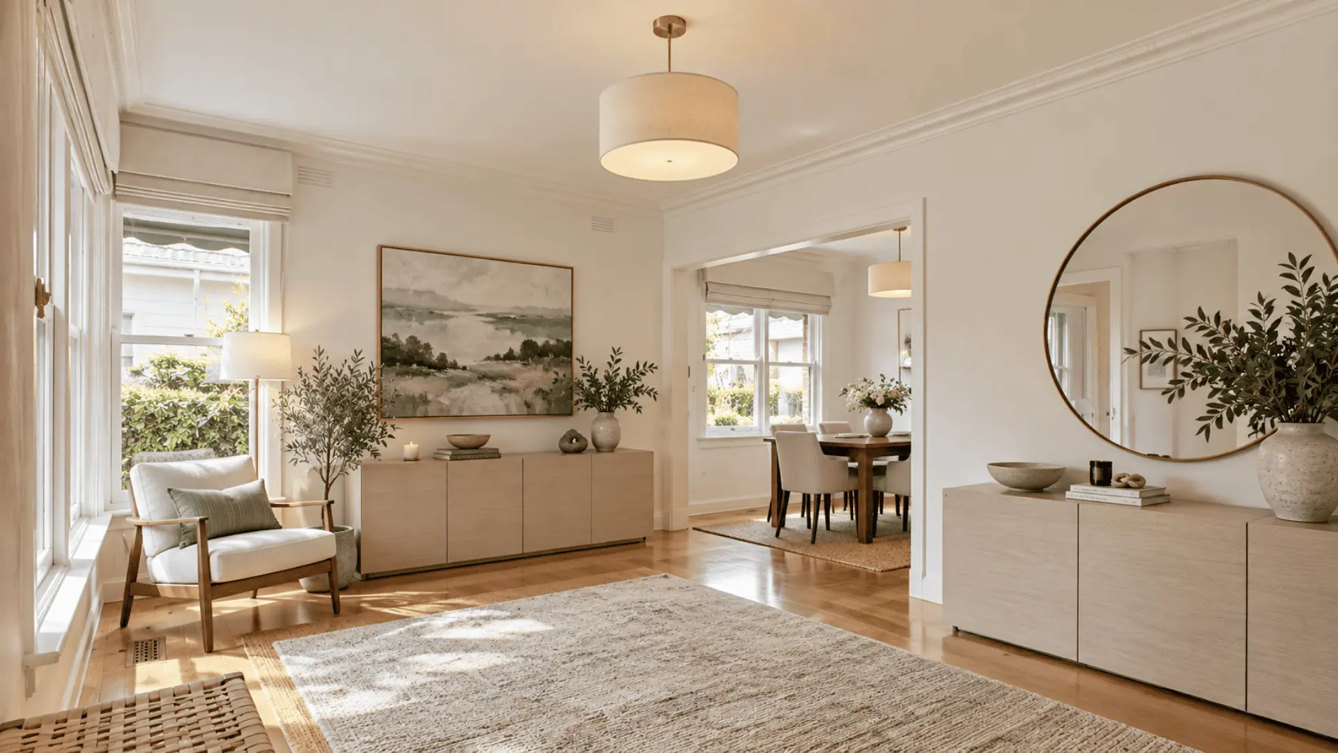 Interior painting services illustrated by a professionally painted residential room