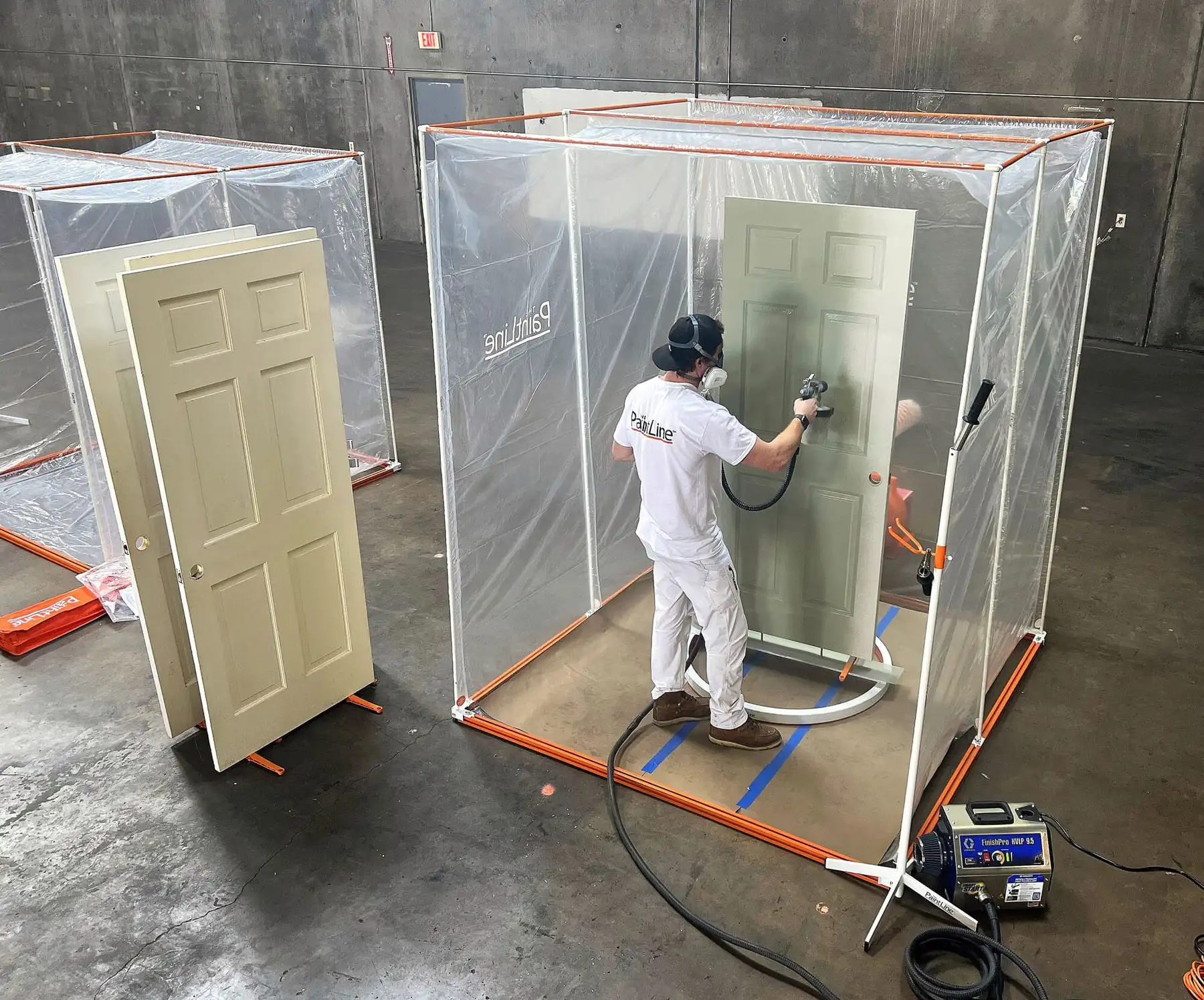 Professional spray-finishing application illustrating the process used for sprayed lacquer finishes